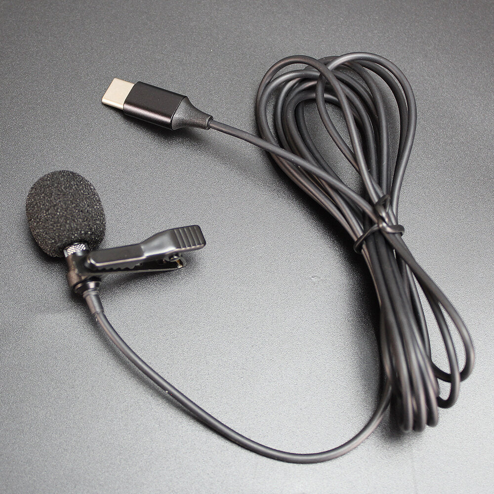 USB Type-C Microphone Mini Small Portable Wired Clip-on Lapel Collar Lavalier Condenser USB-C for Phones