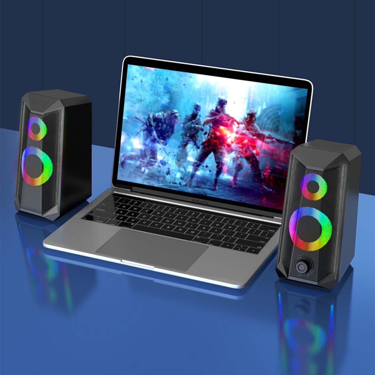 Lighting USB Power Wired Computer Speakers Stereo 3.5mm Jack for PC Laptop
