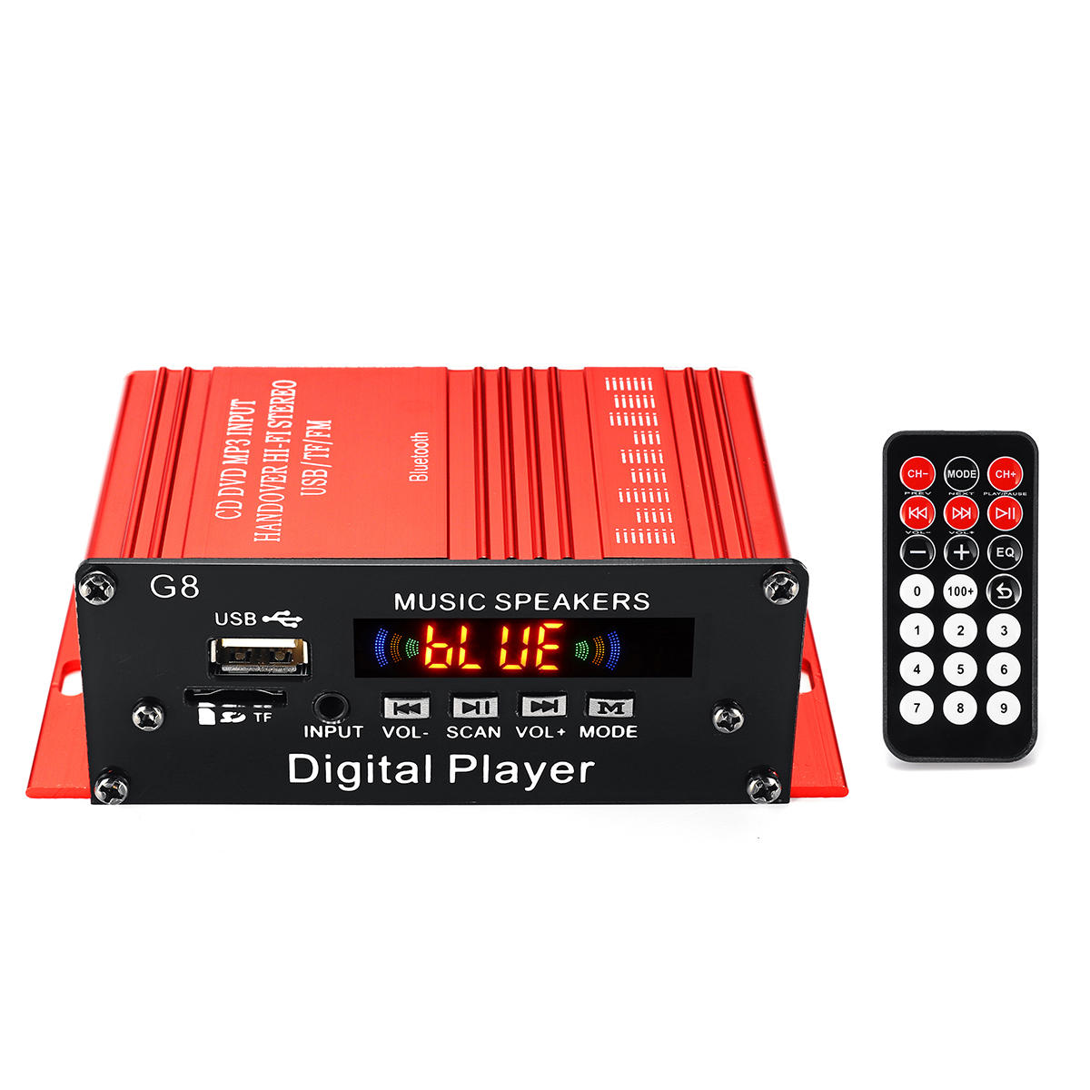 12V Car Audio Stereo Power Hi-Fi Amplifier Bluetooth FM Radio 2CH 200W Support FM AUX SD U disk
