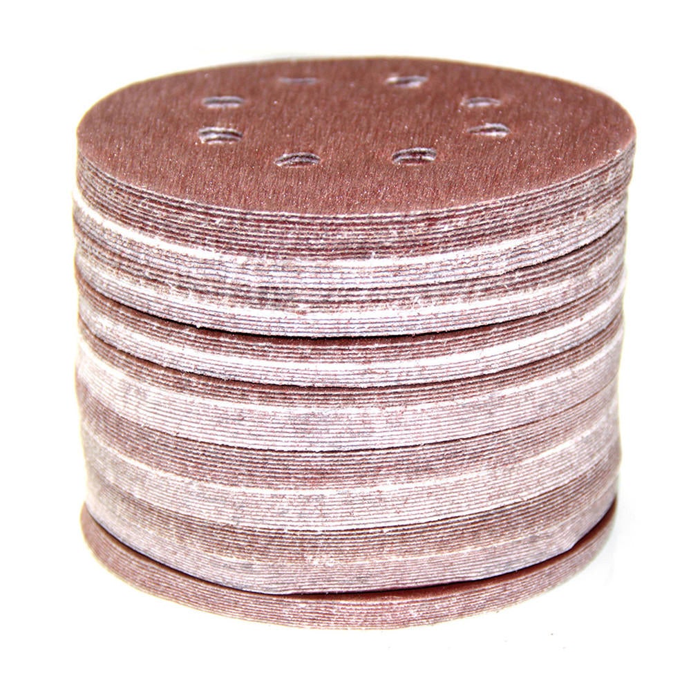 125MM 8 Holes Hook Loop Sanding Discs Orbit Sandpaper Mat 60/80/100/120/240Grit