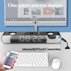 Bluetooth 5.0 Speaker Stereo Subwoofer Bass Four-Units Noise Reduction FM Radio TF Card AUX-In Alarm Clock 1500mAh LED Mirror Display Soundbar