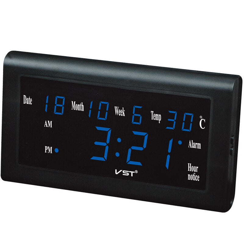12/24 Hours Desktop Clock Big Number Lcd Display Temperature Date Week Month Table Clock