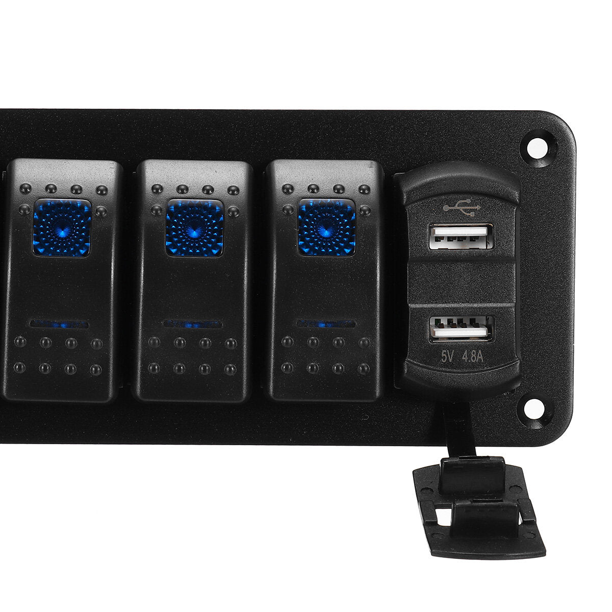 4/5/6 Gang Green Rocker Switch Panel Circuit Breaker LED Waterproof Car Marine Blue
