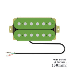 2pcs Classic Tone Ceramic Overwound Open Style Humbucker Pickups Set 50mm Neck/Bridge For Electric Guitar-Green