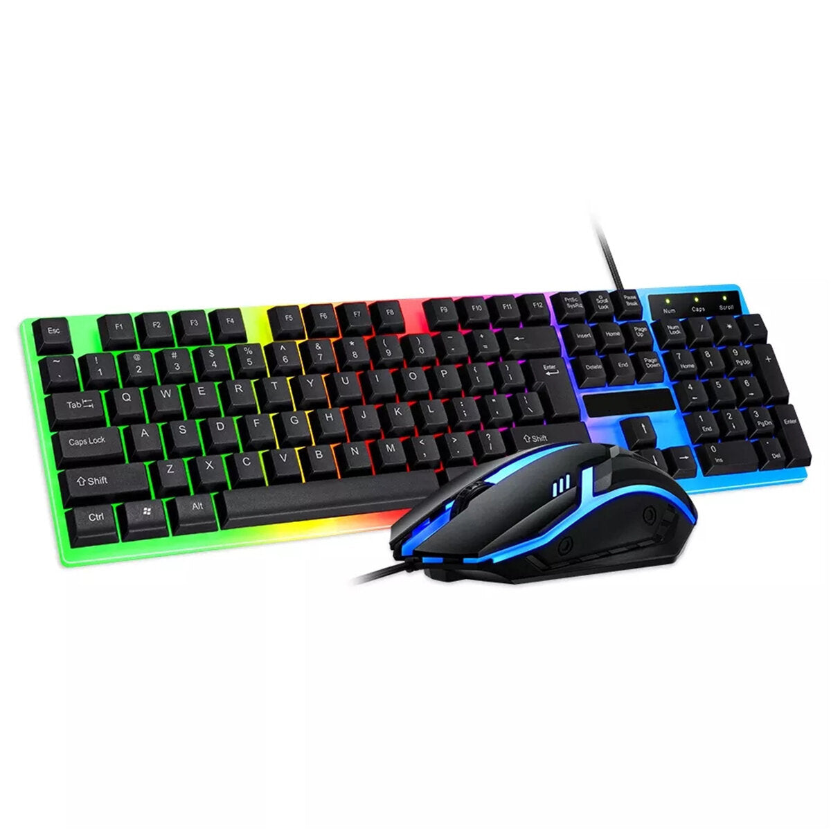 Wired Keyboard & Mouse Set 104 Keys USB Wired Keyboard 2400DPI Mouse RGB Backlit Gaming Keyboard Mouse Combo