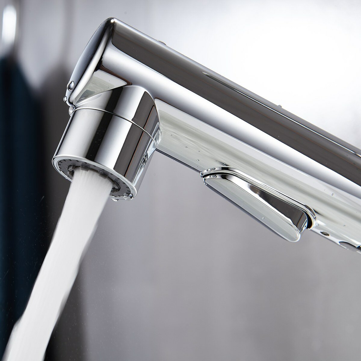 Bathroom Basin Faucet with Pull Out Sprayer Fountain Brushed Nickel Hot Cold Mixer Tap Updated Three Modes Sprayer