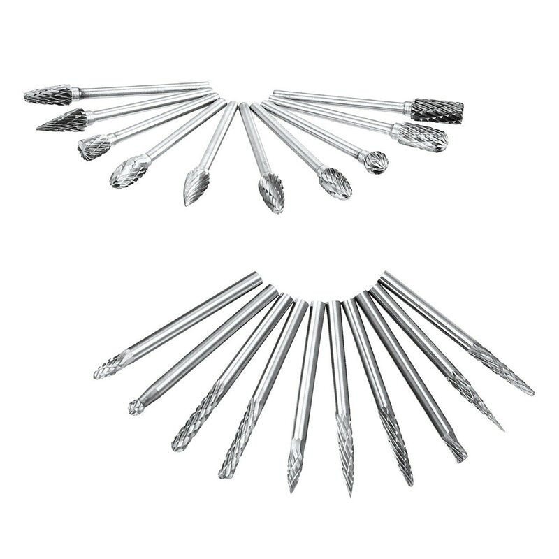20pcs Tungsten Carbide Steel Rotary Burr Die Grinder Bit Carving Set