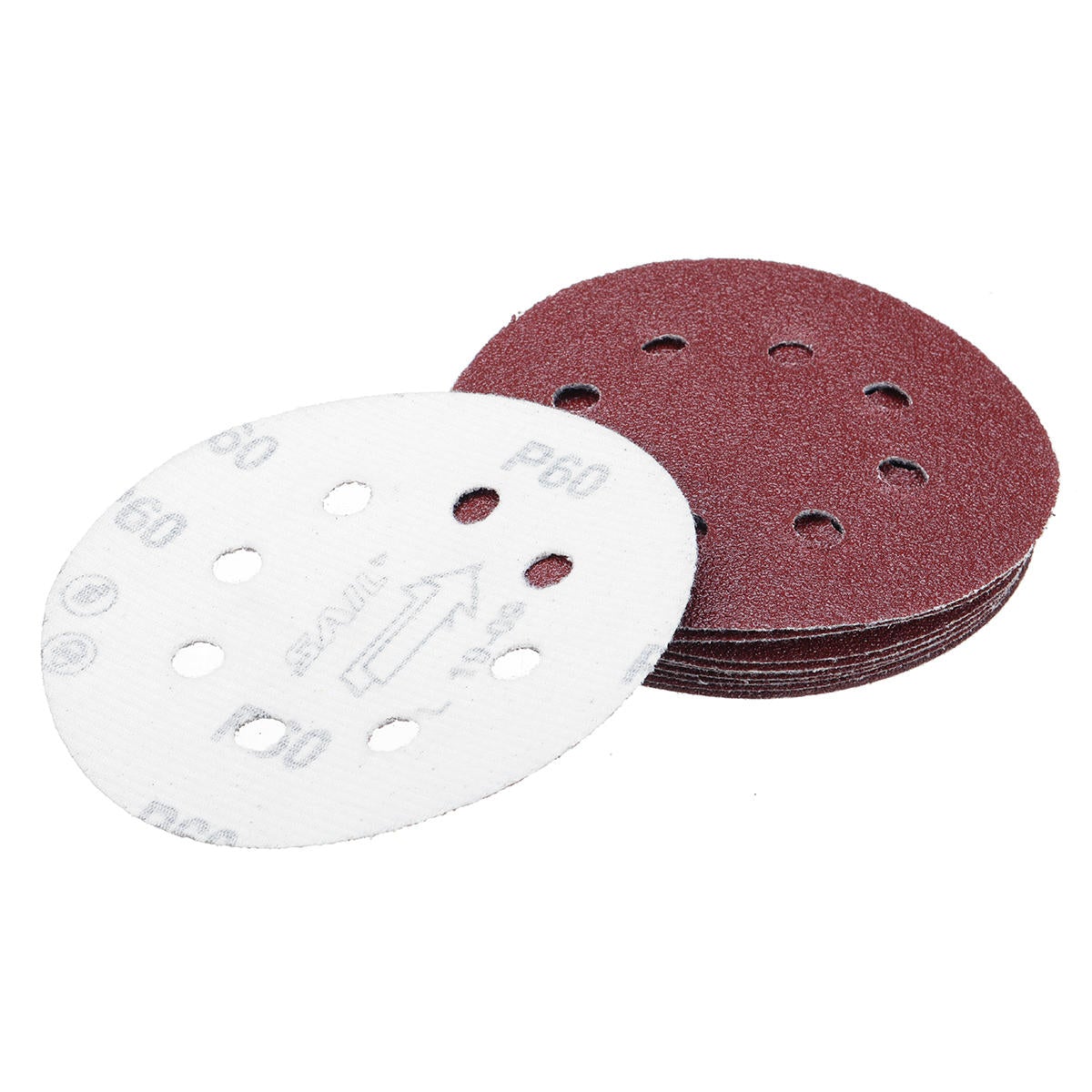 50pcs 125mm 60-240 Grit Sanding Sheet 8 Hole Pads Sandpaper with Polishing Pad