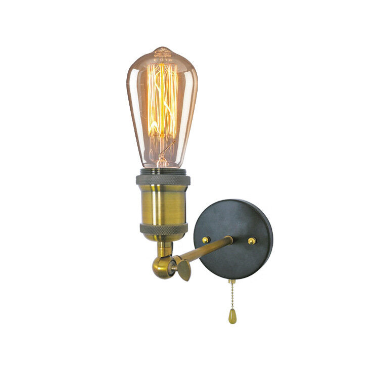 AC85-265V Adjustable Single Head Wall Lamp With Switch Bedside Retro Wall Light Without Bulb Stairs Bedroom Living Room