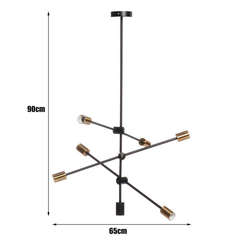 6 Heads Flush Mount Ceiling Light Chandelier, Modern Minimalism Metal Base Pendant Ceiling Lamp Hanging Lighting Fixture