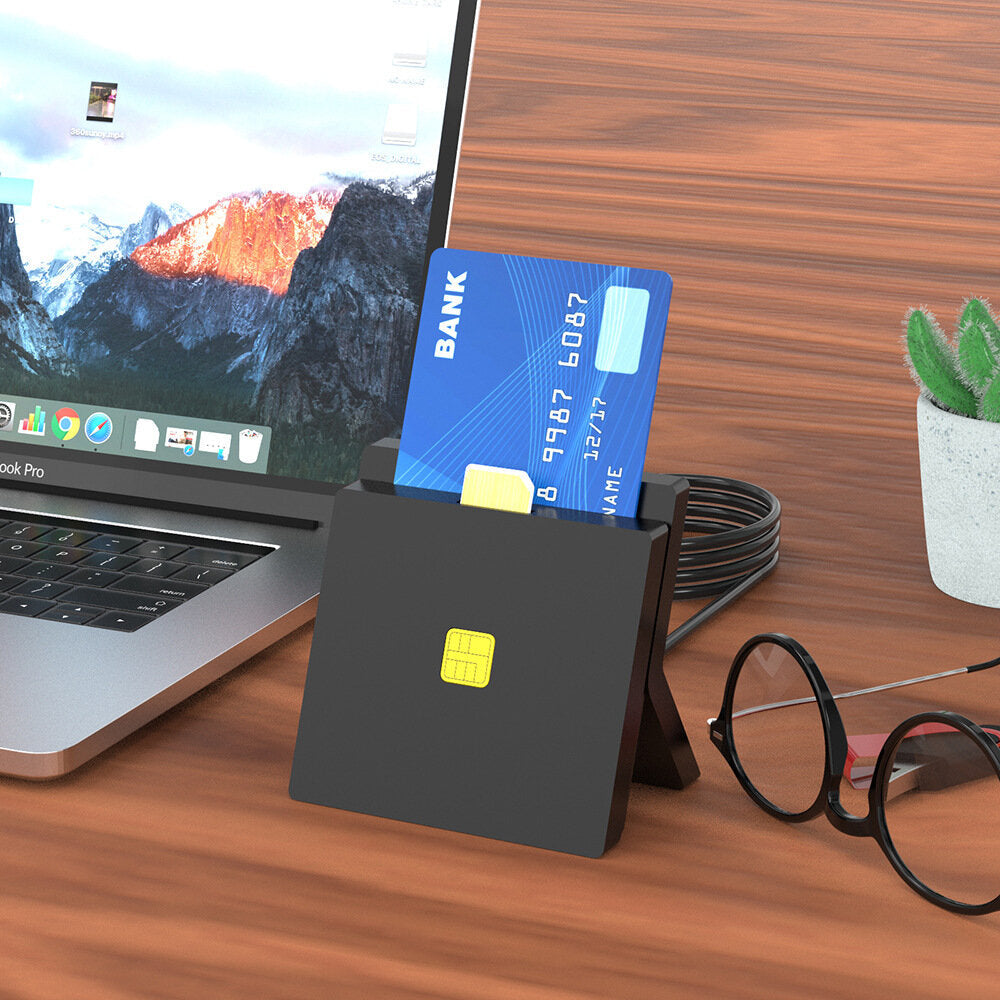 USB 2.0 Smart Card Reader 2-in-1 CAC ID SIM Card Reader
