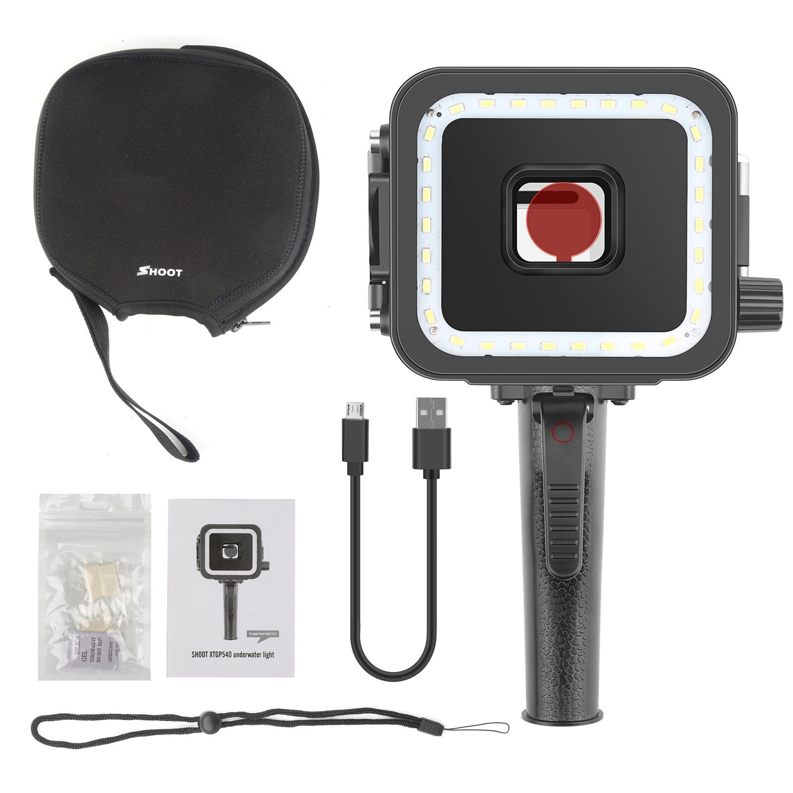 LED Underwater Lamp Diving Light for GoPro Hero 7 6 5 Black Video Flash Fill Lights Waterproof Case Red Filter Trigger