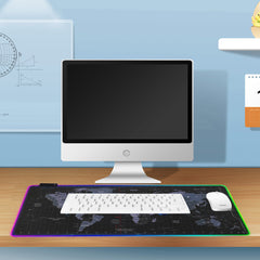 RGB Mouse Pad World Map Soft Rubber Anti-slip Gaming Keyboard Mouse Pad Desktop Protective Mat for Home Office