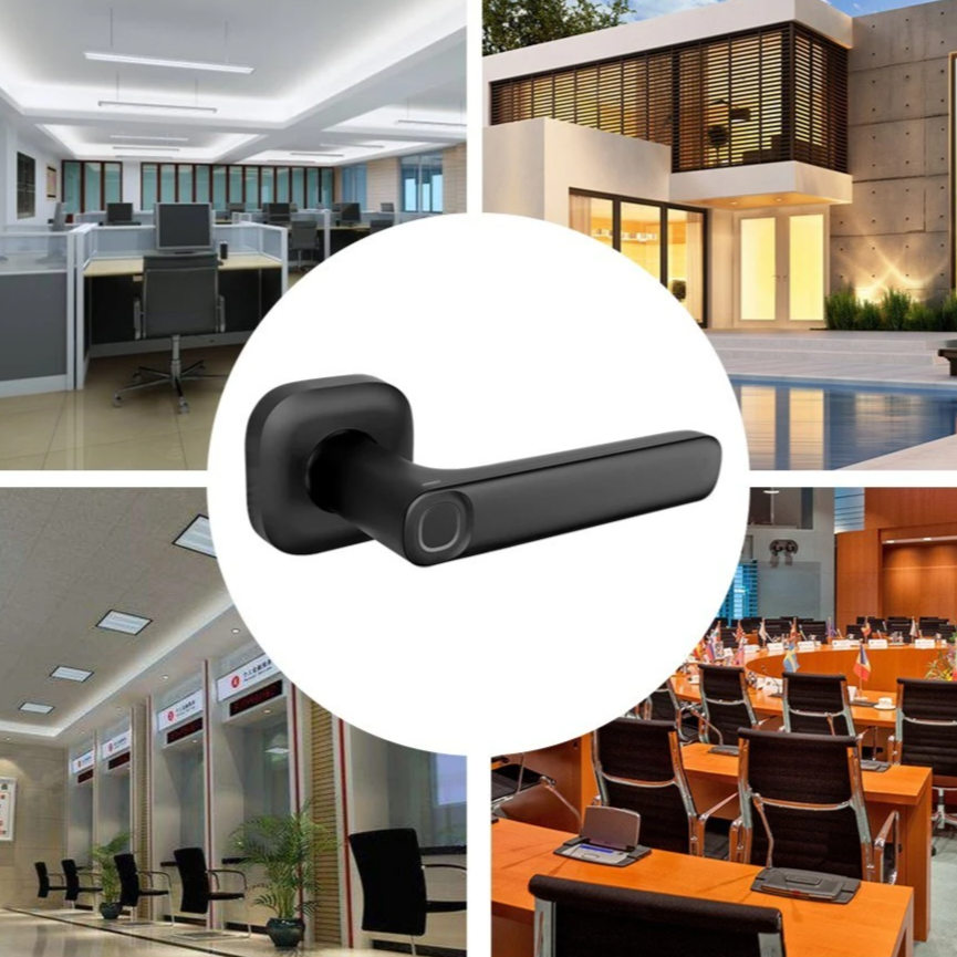 Smart Fingerprint Handle Lock Electric Door Cordless Security Zinc Alloy Suitable for Left & Right