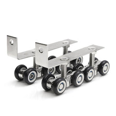 2pcs Stainless Steel Sliding Wooden Door Closet Track Pulley 8 Wheel