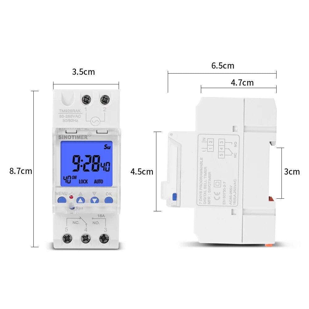Heavy Duty Backlight Large LCD Display Digital Bell Timer Controller with Settable Ring Length for School or Factory 16A/30A