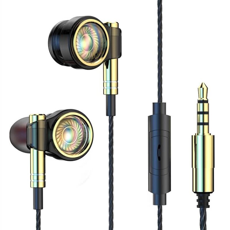 Super Bass Headset 6D Noise Cancelling Earphone Subwoofer Earpiece Hi-Fi Stereo Music Earbuds Wired with Wheat Phone Headset