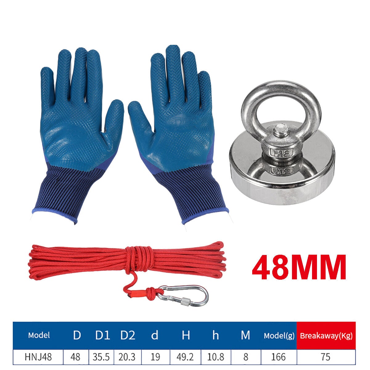 Strong Neodymium Fishing Magnet Set With 10m Rope And Gloves Fishing Tools