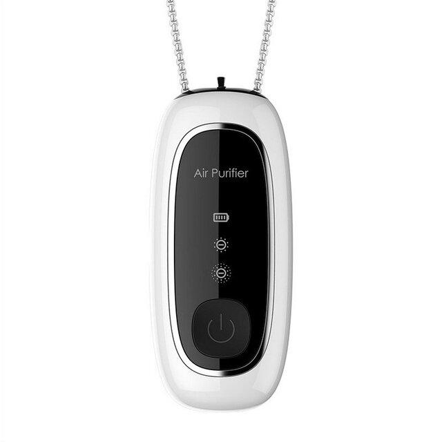 USB Portable Wearable Air Purifier Necklace Mini Freshener Ionizer Negative Ion Generator Black air purifier - No Radiation for Adults Kids