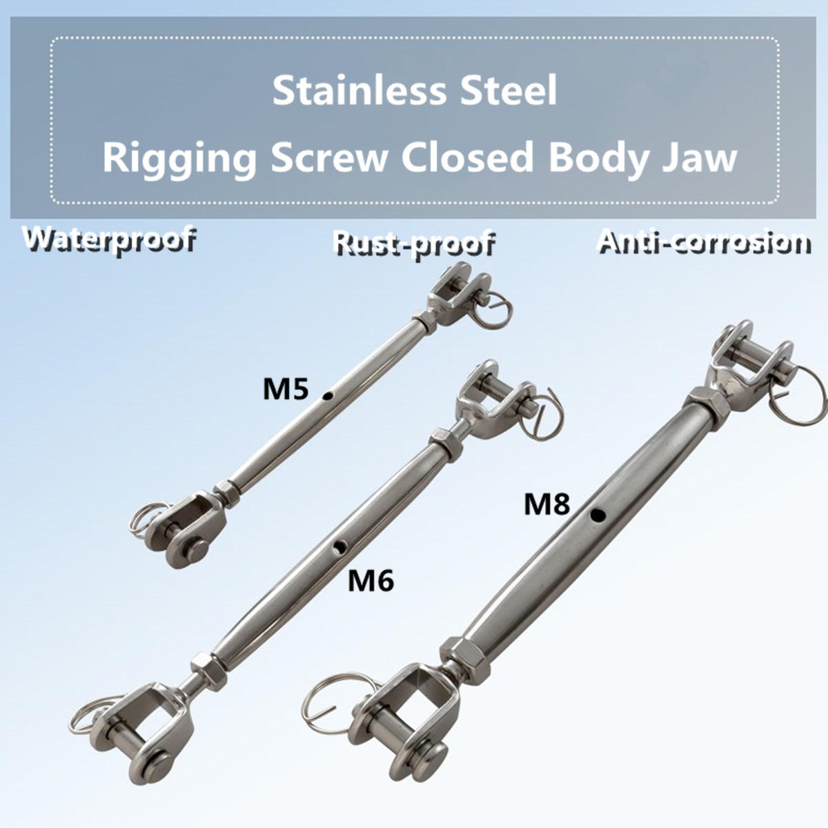 M5 M6 M8 Jaw & Jaw Turnbuckle 316 Stainless Steel Closed Body Rigging Screw for Marine Boat Yacht