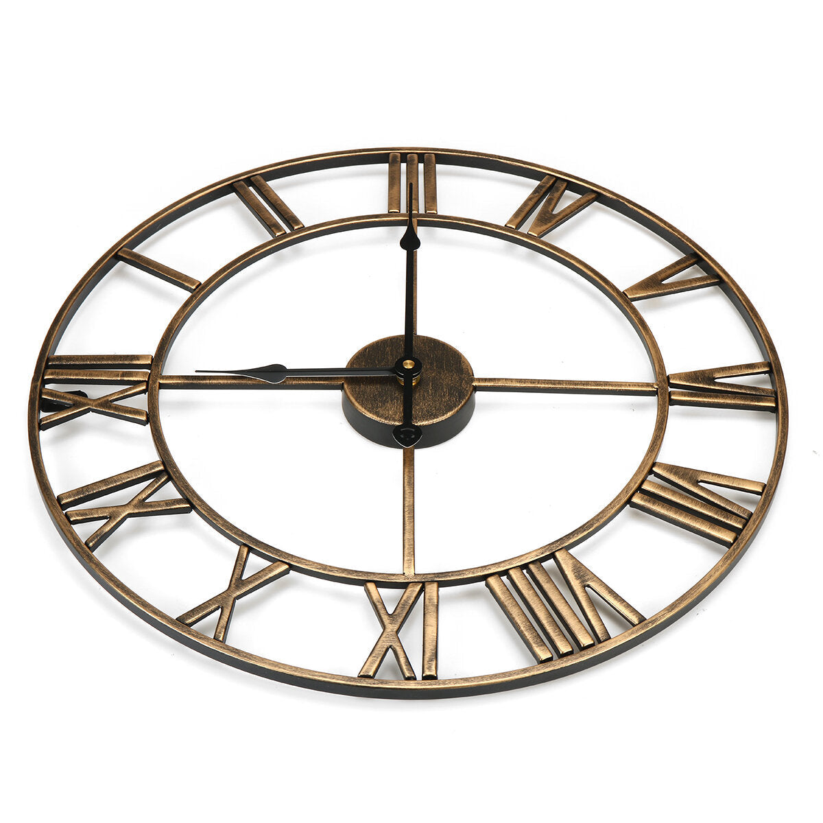 Large Skeleton Clock Style Mirroed Wall Clock Shabby Vintage Chic Roman Numerals