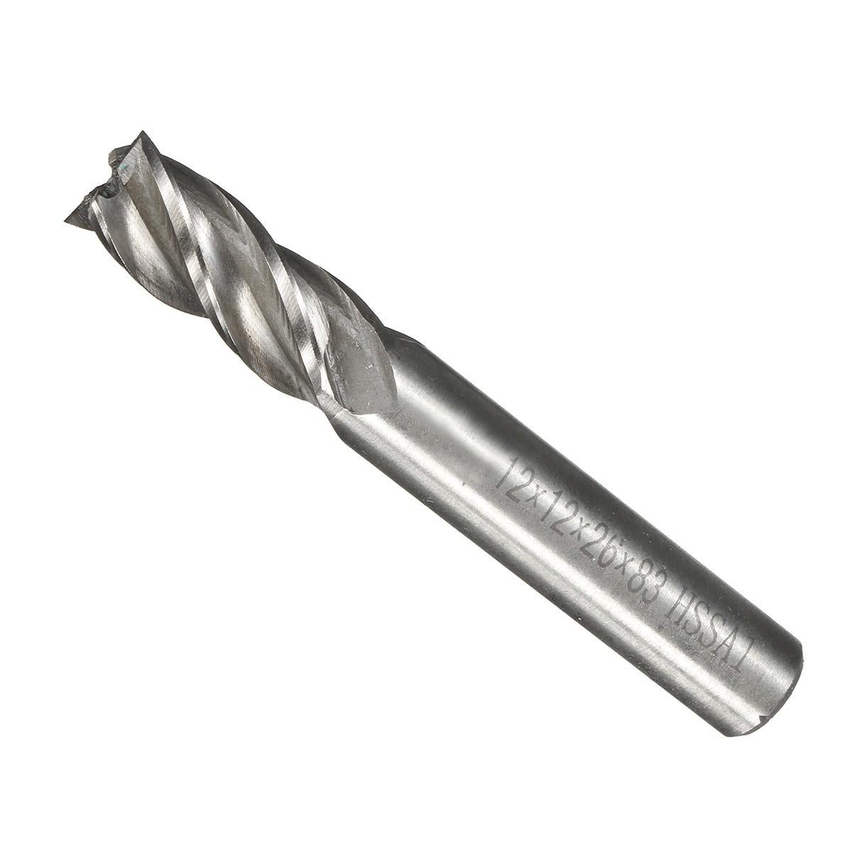 2Pcs 12mm HSS CNC Straight End Mill 4 Flute Milling End Mill Cutter Drill Bit Tool