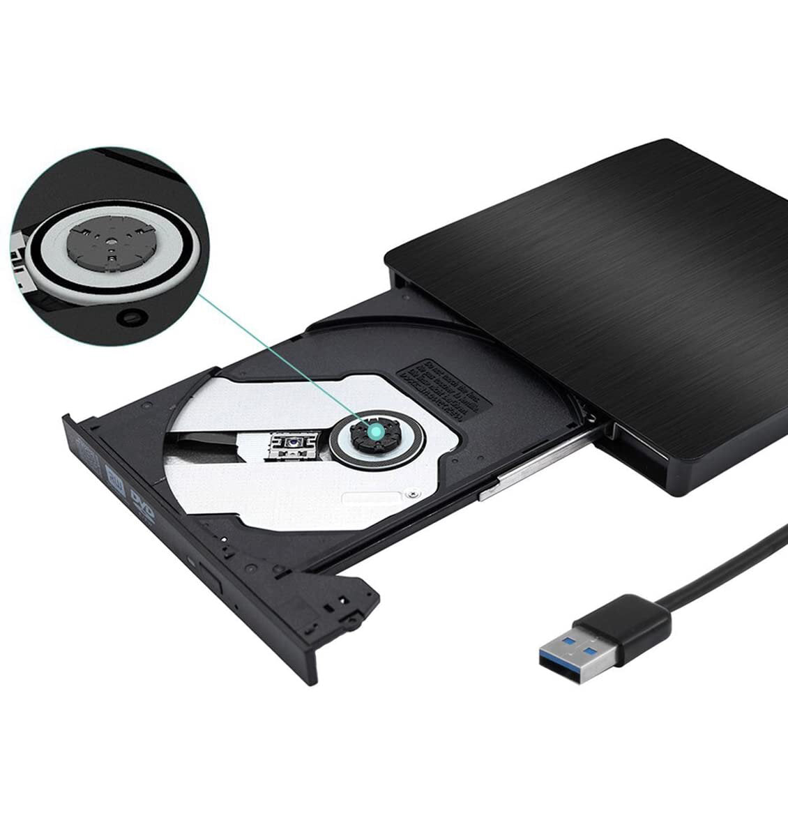 USB3.0 External Optical Drive Slim USB CD DVD Burner DVD-RW Player Writer Support 2MB Data Transfer for PC Laptop Computer