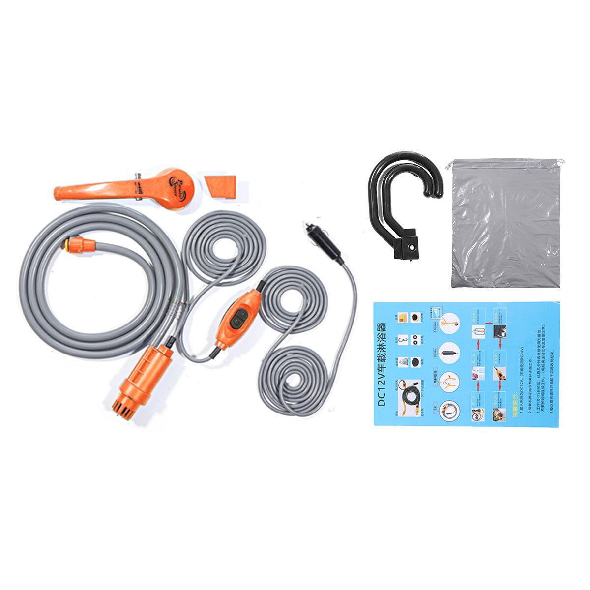 Portable 12V Car Water Shower Pump Set For Travel Trip Camp RV Caravan Boat Kit