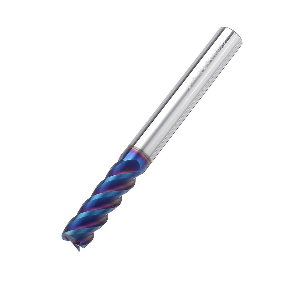 L75mm D4/5/6/8/10mm HRC60 4 Flutes Blue NACO Coated Tungsten Carbide Milling Cutter CNC Tool