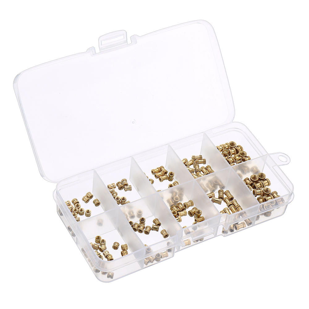 200Pcs M2/M2.5/M3 Knurled Brass Threaded Insert Nut Female Thread Embedment Nuts Assortment