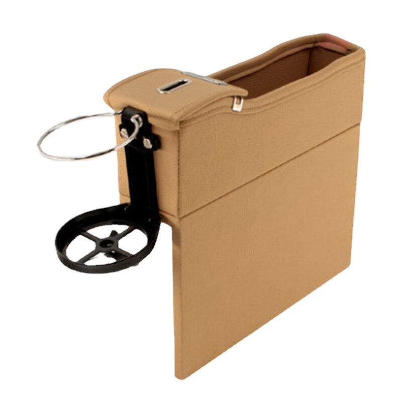 Car Seat Gap Storage Box Multifunction Leather Car Water Cup