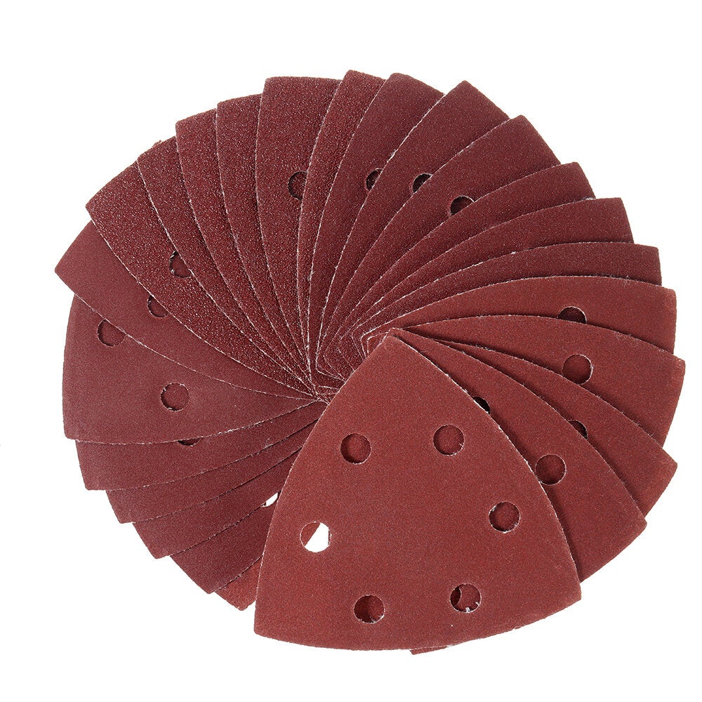 24Pcs Sand Grains Are Uniform Full and Wear-resistant Swing Triangle Six-hole Red Sandpaper for Sanding and Polishing