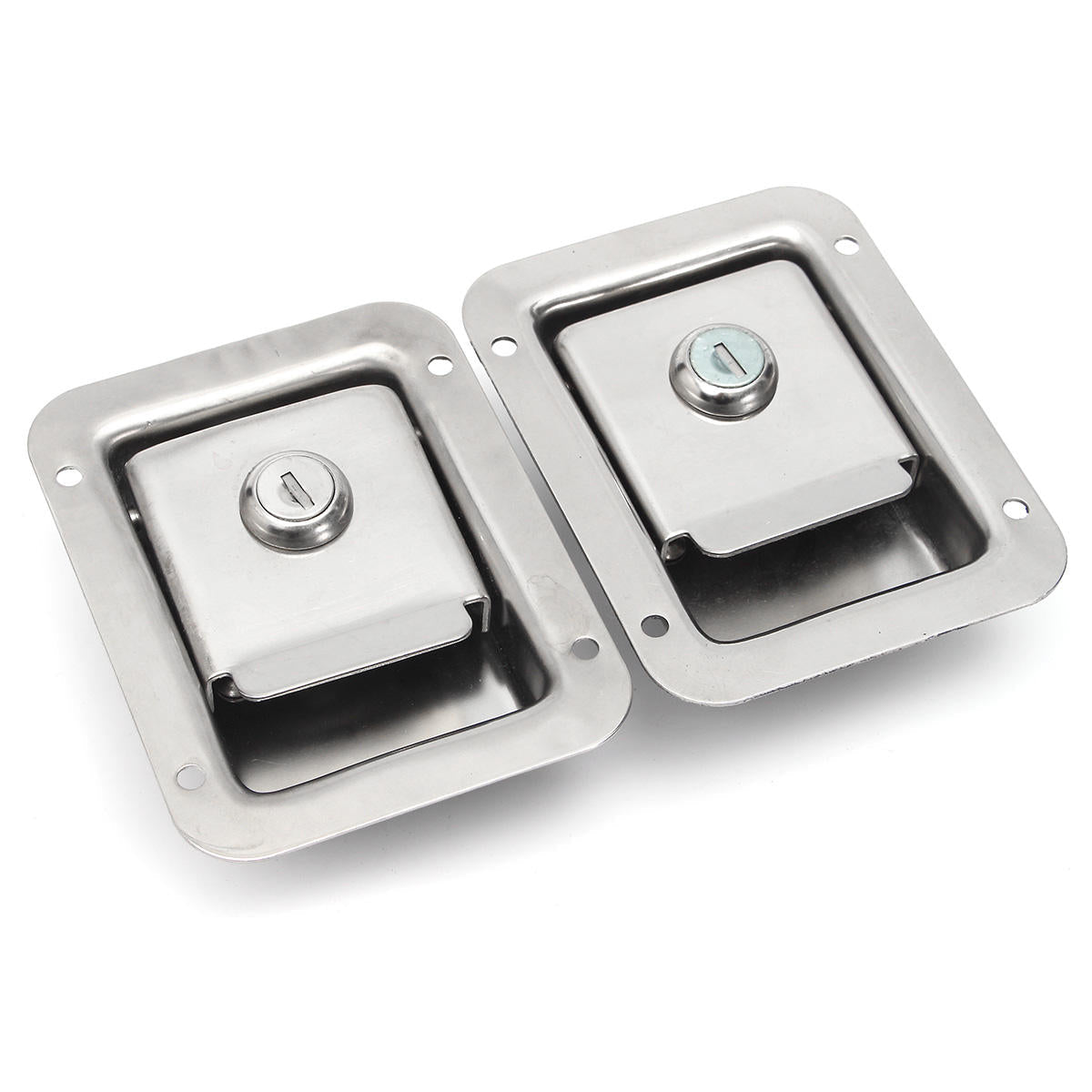 2Pcs Stainless Steel Paddle Door Lock Handle Truck Box Trailer Latch With Key