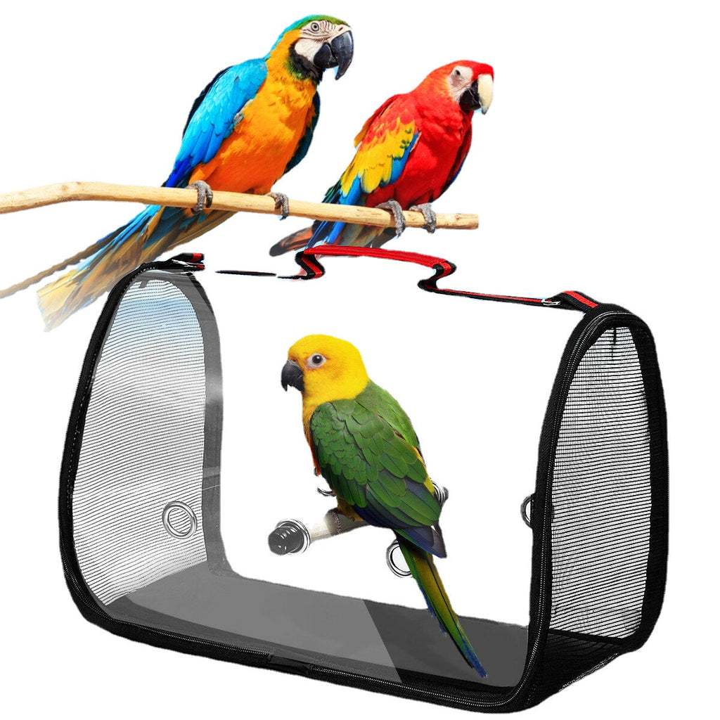 Travel Pet Bag Transparent Pet Parrot Backpack Carrier Bird Cage Wooden Stands House