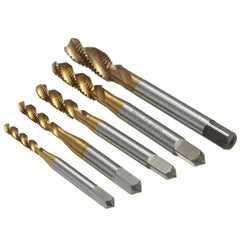 5pcs M3 M4 M5 M6 M8 Screw Taps Set Titanium Coated HSS6542 Spiral Fluted Tap Drill