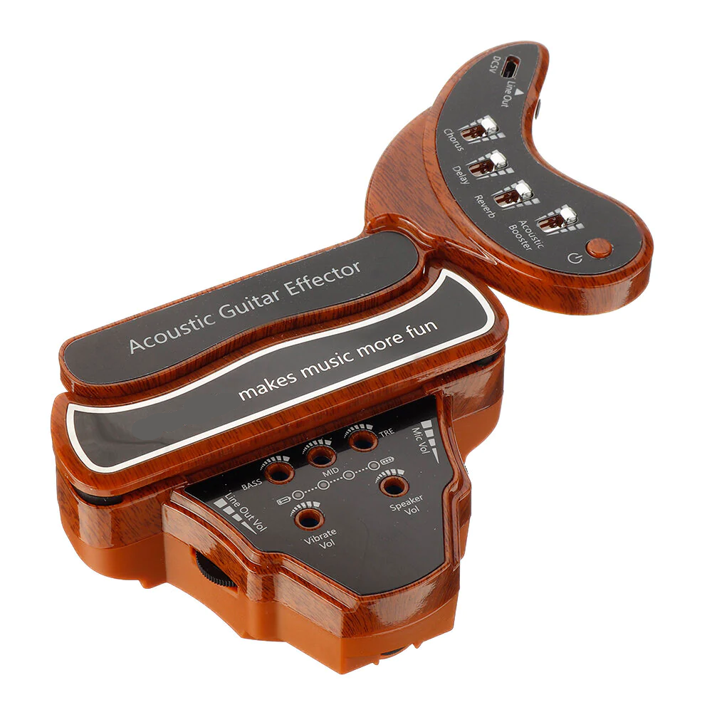 Acoustic Guitar Effector Reverb Delay Chorus Effects 3-Band EQ Volume Adjustment Built-in Rechargeable Battery