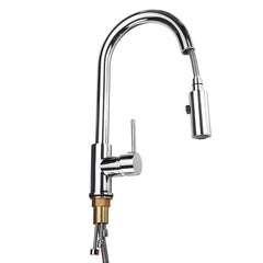 Modern Kitchen Sink Faucet with Pull Down Sprayer Single Handle Hot Cold Mixer Tap