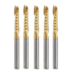 5pcs 3.175mm Shank 17mm Single Flute End Mill Cutter Titanium Coated Spiral Milling Cutter