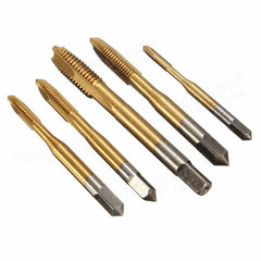 5pcs M3-M8 HSS Spiral Point Tap Straight Flute Metric Titanium Machine Screw