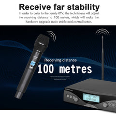 Wireless Microphone Dual channel UHF Automatic Handheld Frequency Adjustable 100M Receive