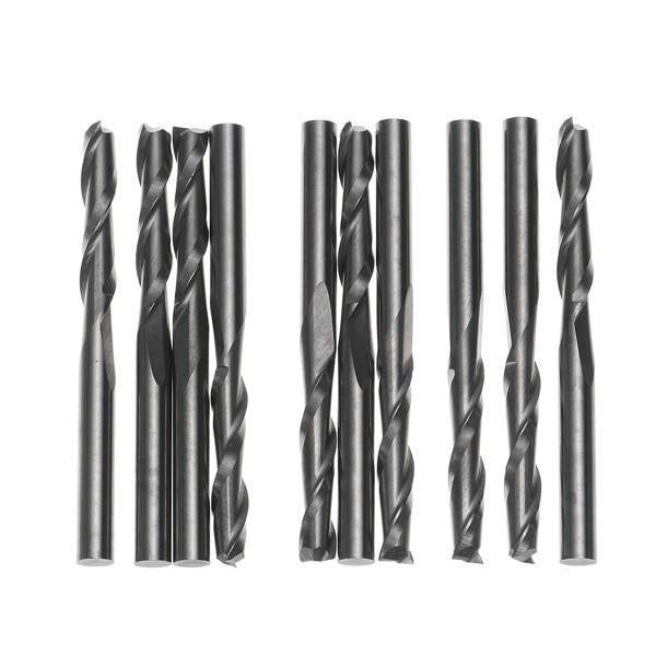 10pcs 1/8 Inch Double Flute Spiral 17mm End Mill Set CNC Carbide Flat Nose