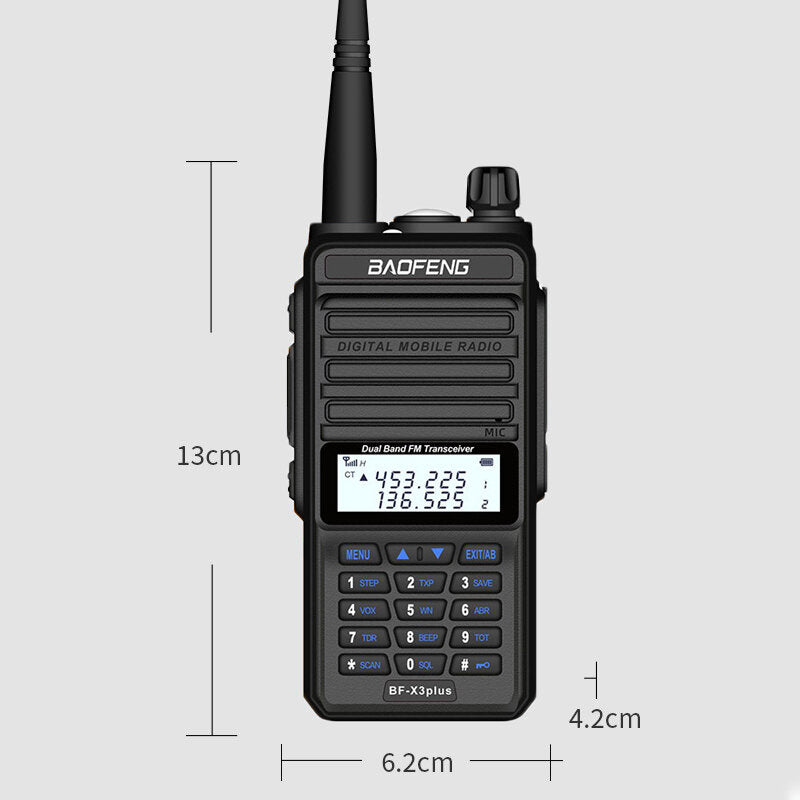 2800mah 8W Tri-band Radio Walkie Talkie 20 KM Waterproof UHF/VHF Transceiver 220MHz Radio Transmitter Black