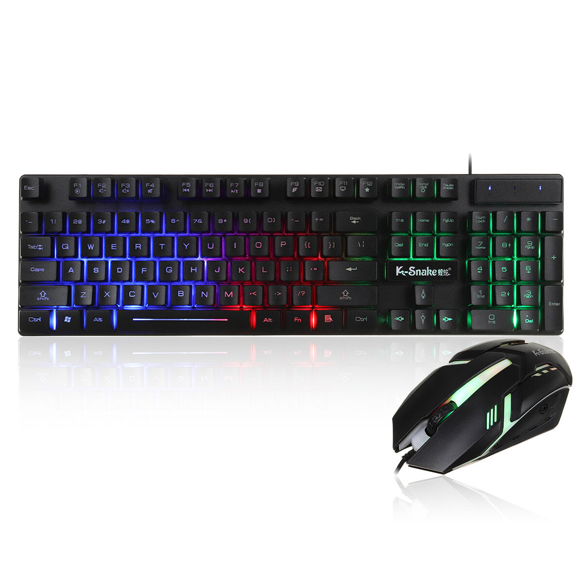 Wired Keyboard & Mouse Set 104 Keys USB Wired Gaming Luminous LED Backlight Keyboard Mouse Combo Home Office Kit for Laptop Computer PC
