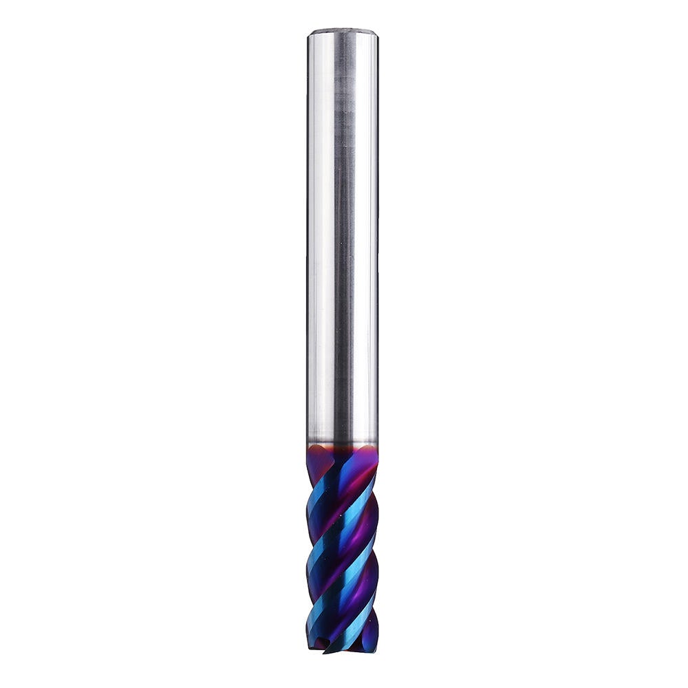 HRC60 5/6/8mm 4 Flutes Blue NACO Coated Tungsten Carbide Milling Cutter CNC Tool