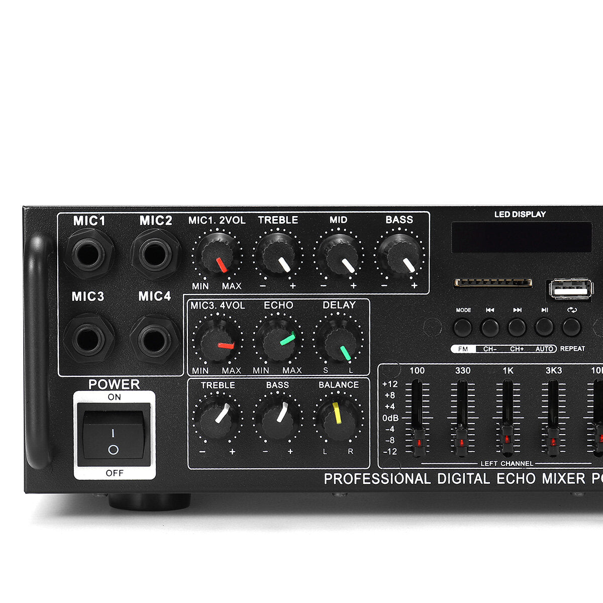 Stereo Amplifier 2 Channel Hi-Fi Audio Power Amplifier Remote Control USB SD FM 220V EU Plug