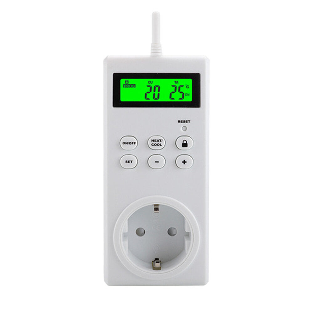 Wireless Temperature Controller Temperature Adjustable Backlit LED Display Switch Timer Socket Thermostat