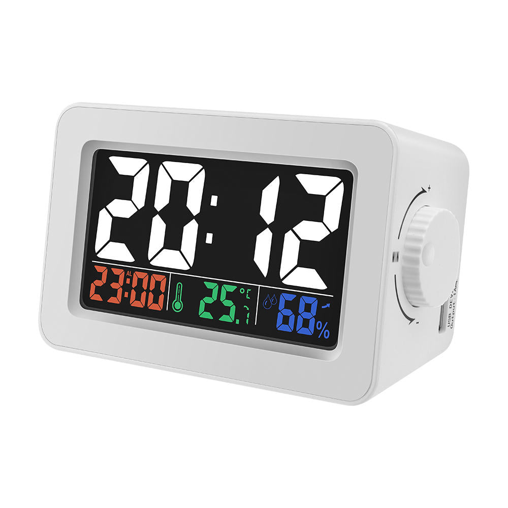 Brother Double Knob Simplified Alarm Clock Touch Adjust Backlight with Temperature Hu