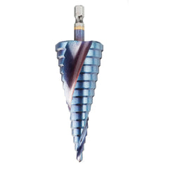 3Pcs 1/4 Inch Hex Shank HSS Blue-plated Step Drill Bit Set Spiral Groove Hole Cutter Tools 4-12/4-20/4-32mm