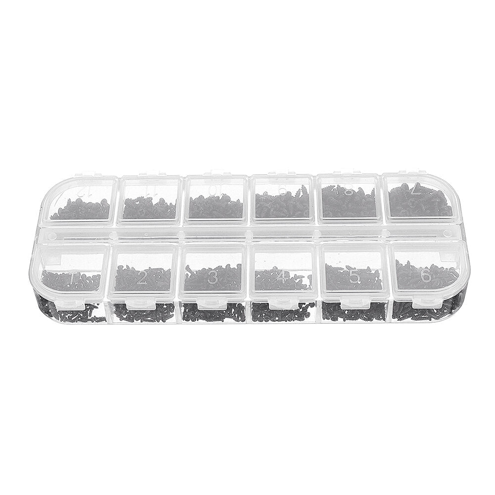 1200Pcs Mini Phillips Screw Micro Electronic Black Round Head Self Tapping Screw Kit M1 M1.2 M1.4 M1.7