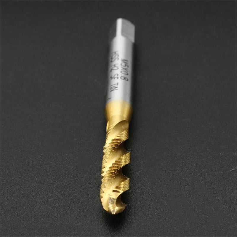 10pcs M5x0.8 HSS Titanium Coated Screw Tap Thread Metric Spiral Fluted Machine Screw Tap